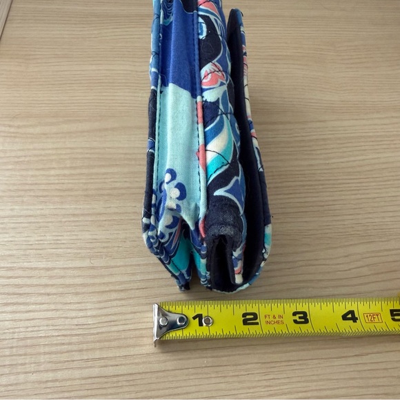 Vera Bradley Tri Fold Wallet Snap Flap Closure Blue and Pink Quilted - Picture 8 of 9